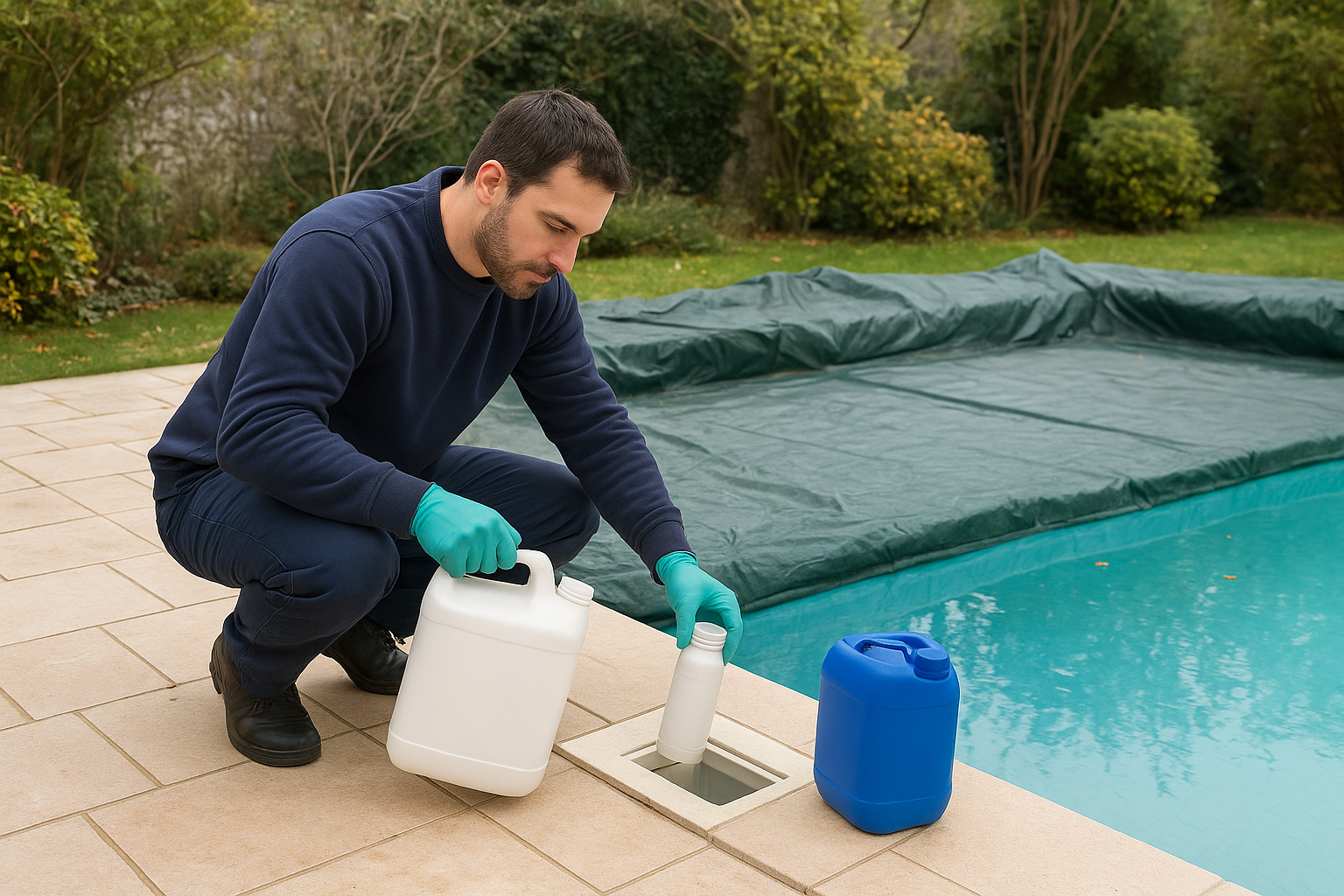 Profesional piscinero piscina para el invierno